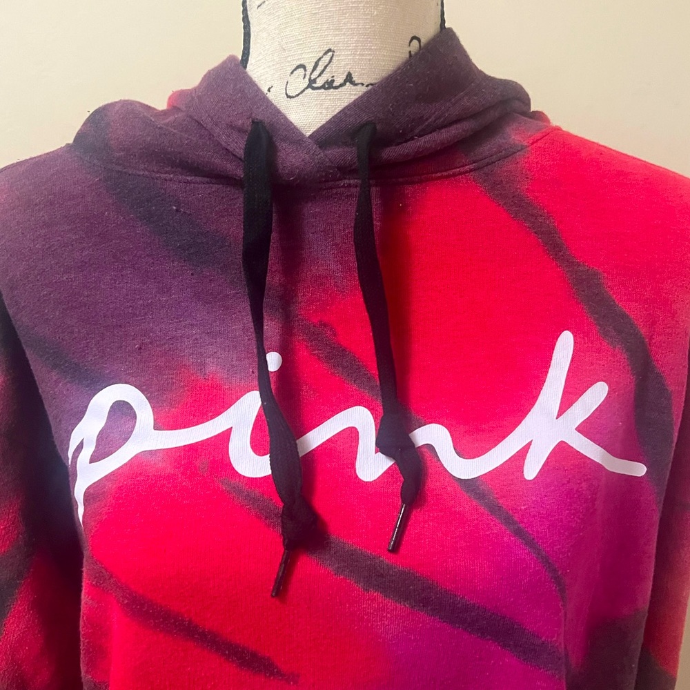 ♥️NEW PINK Women's Pink & Purple Tie Dye Pullover Sweatshirt Hoodie (LRG)